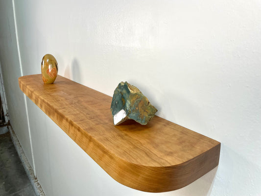 Thick Cherry Floating Shelf with Rounded Corners | Solid Hardwood | Engelwood Crafts