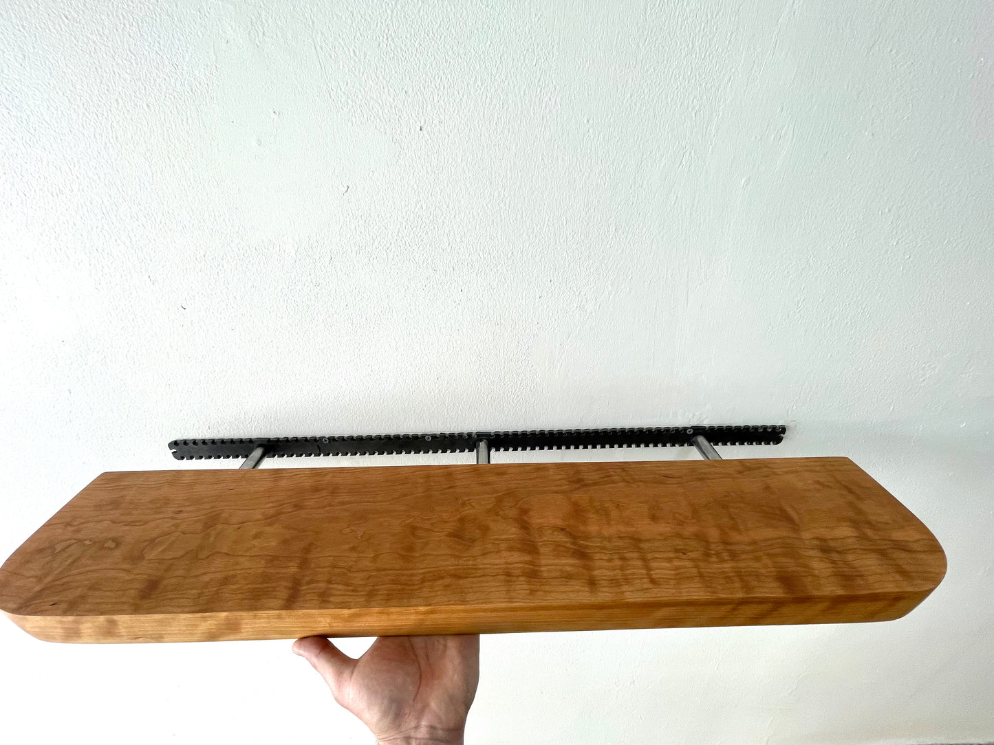 Thick Cherry Floating Shelf with Rounded Corners