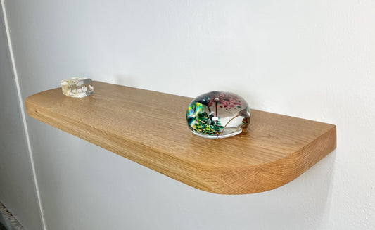 White Oak Floating Shelf with Rounded Corners: Wooden Floating Shelves