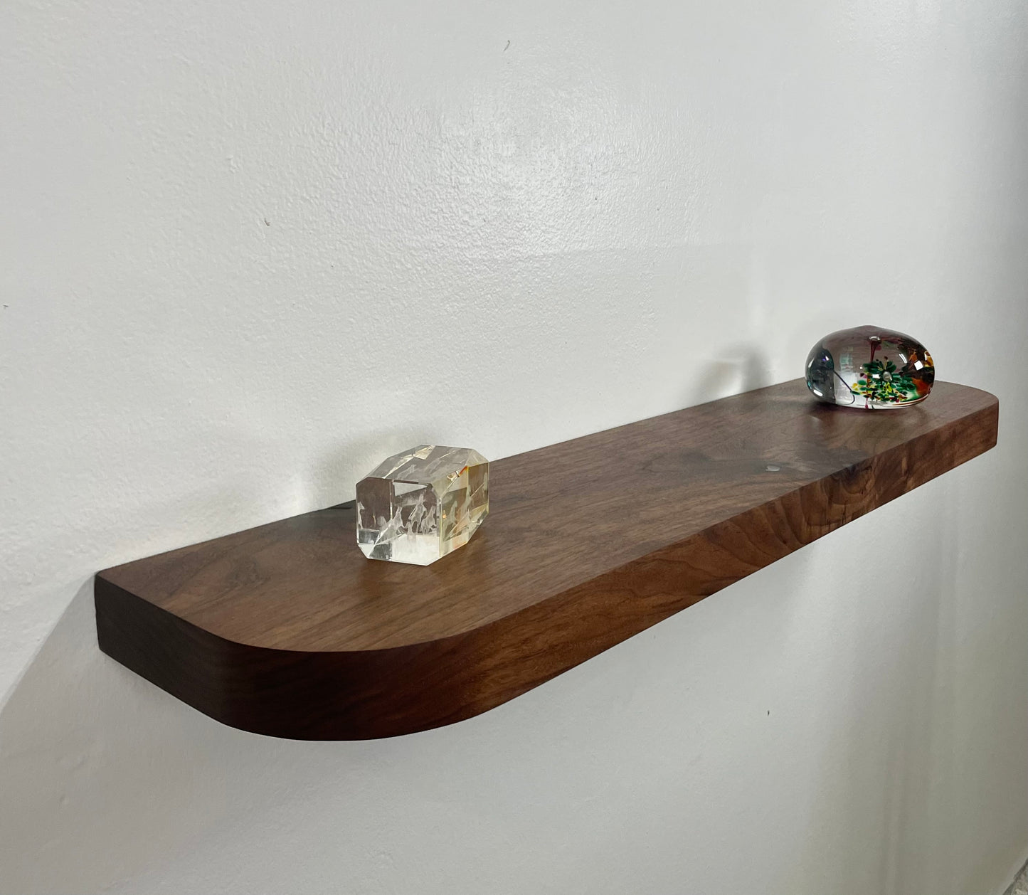 Walnut Floating Shelf with Rounded Corners