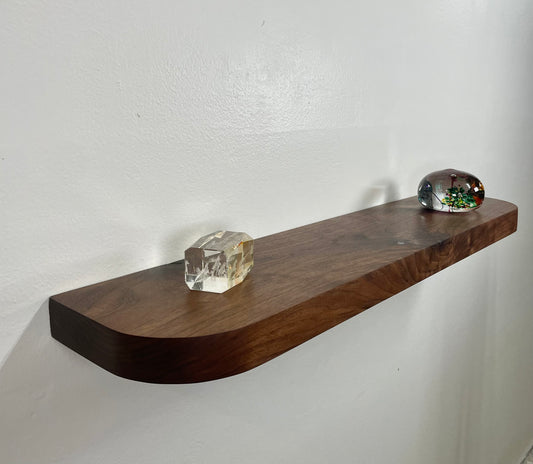 Walnut Floating Shelf with Rounded Corners: Solid Wood Floating Shelves