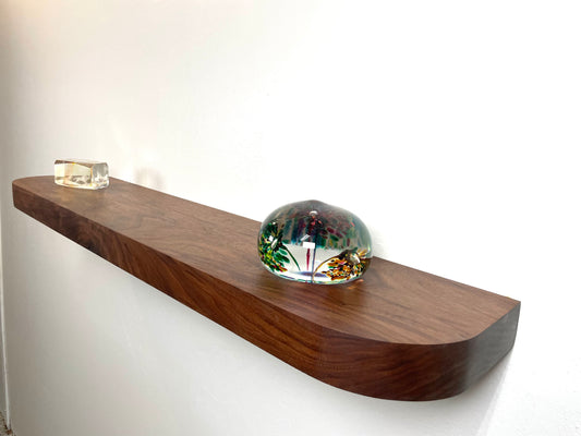 Walnut Floating Shelf with Rounded Corners: Solid Wood Floating Shelves