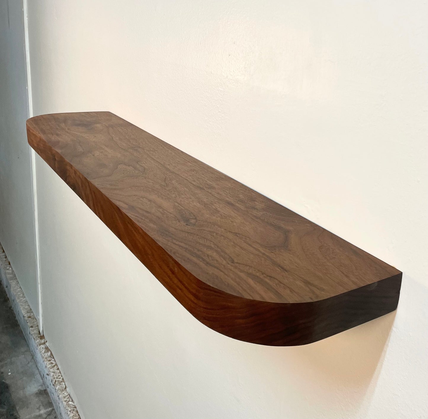 Walnut Floating Shelf with Rounded Corners