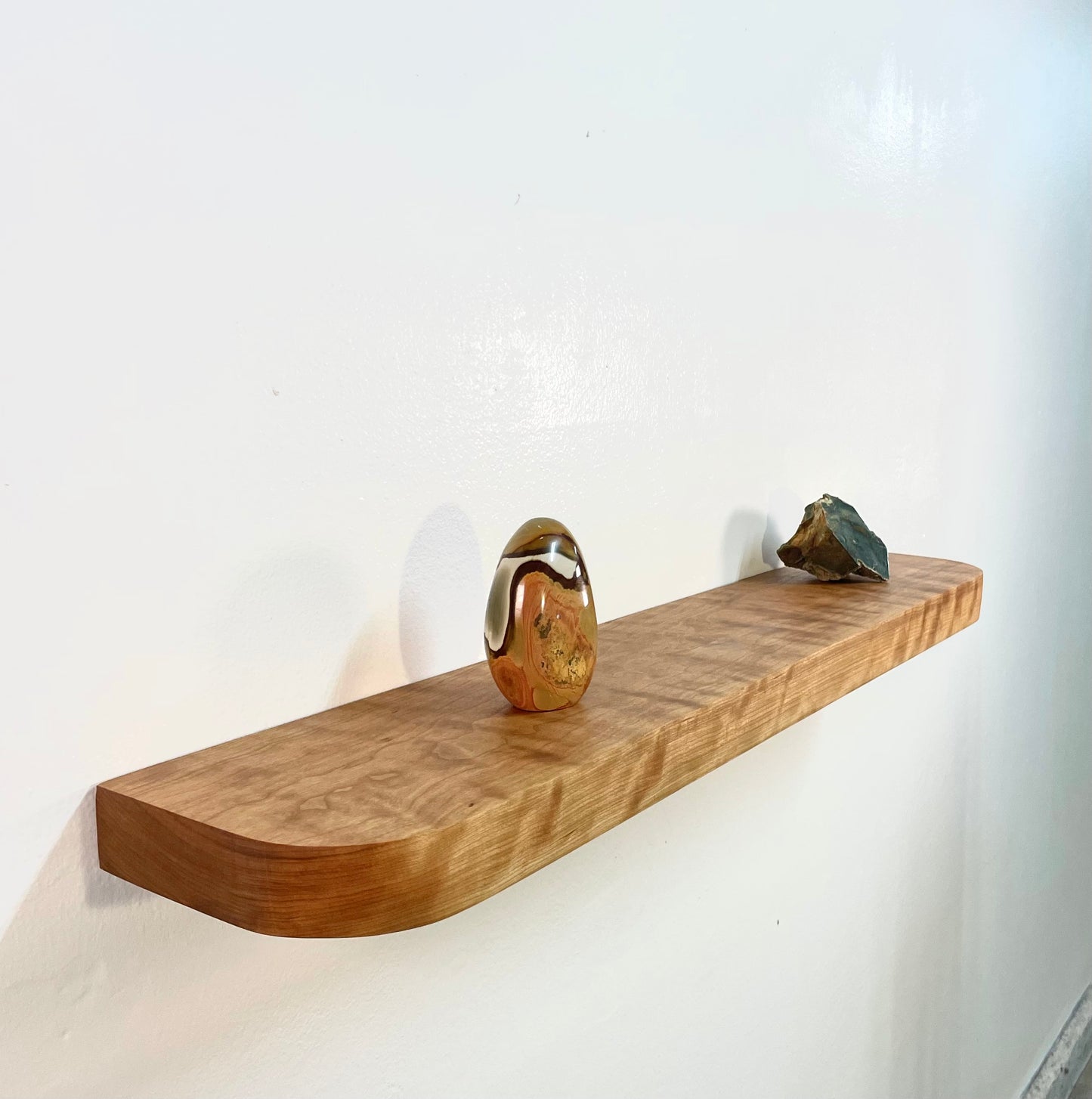 Thick Cherry Floating Shelf with Rounded Corners