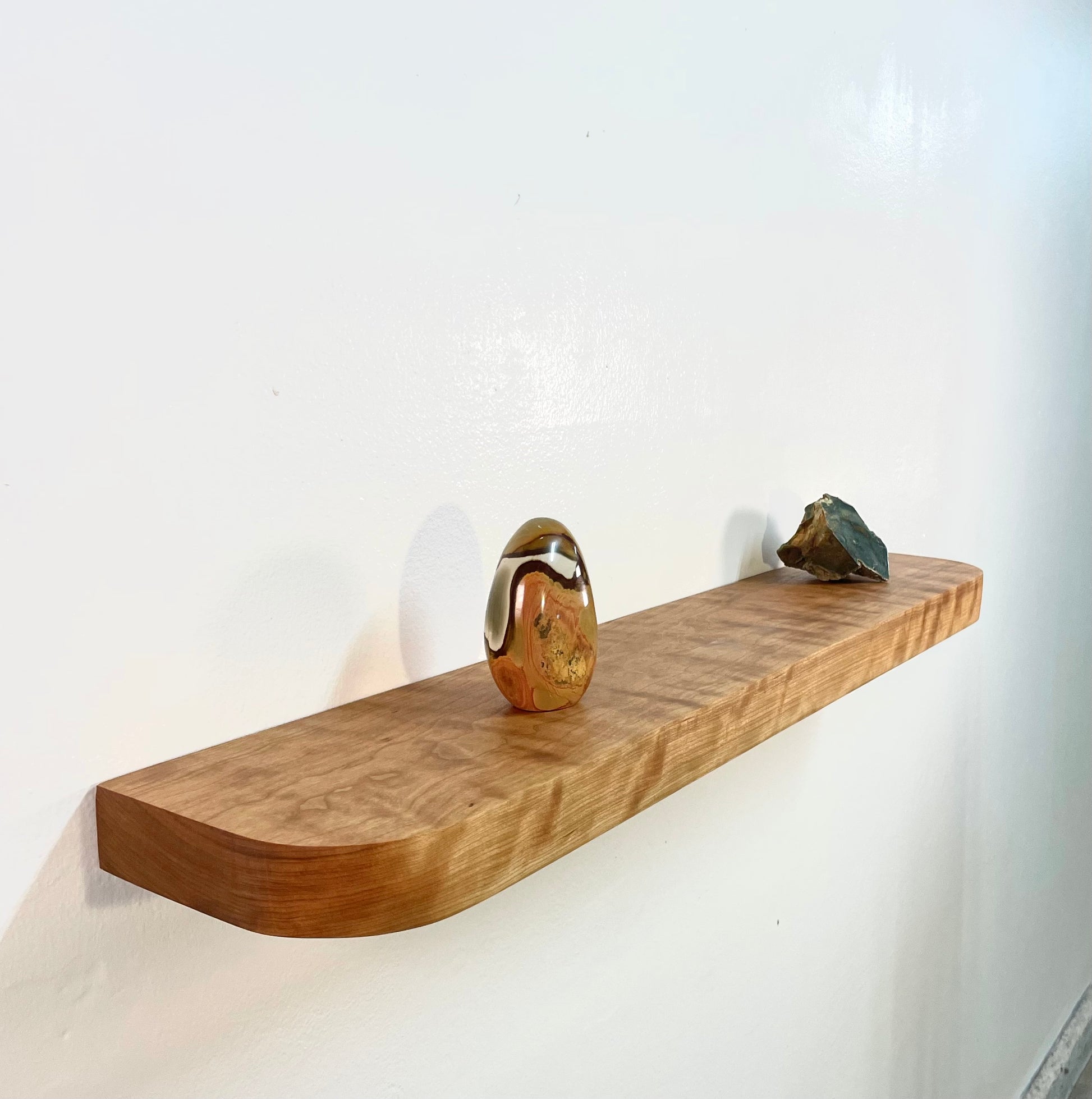 Thick Cherry Floating Shelf with Rounded Corners