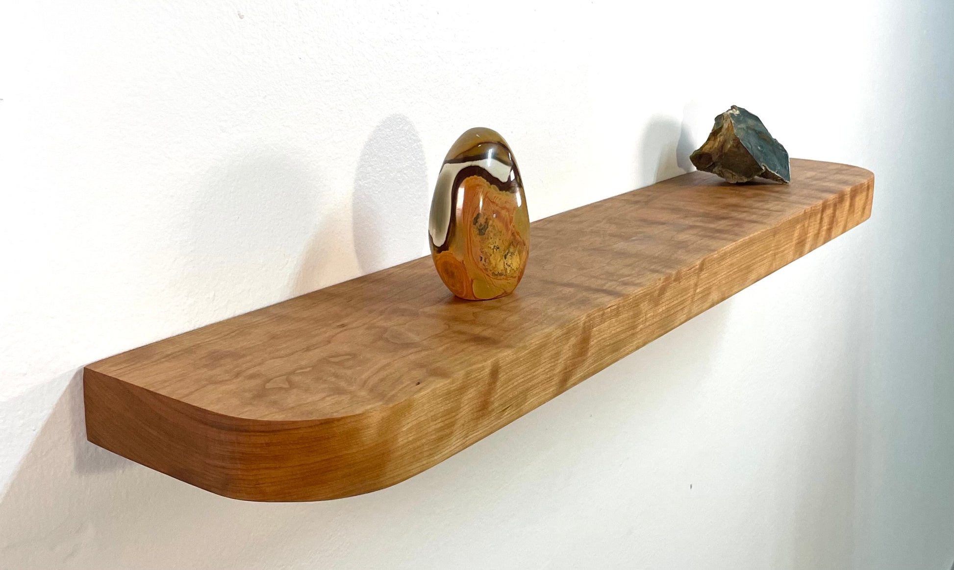 Thick Cherry Floating Shelf with Rounded Corners