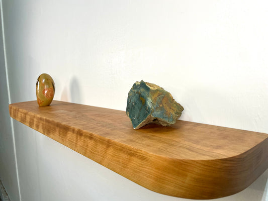 Thick Cherry Floating Shelf with Rounded Corners | Solid Hardwood | Engelwood Crafts