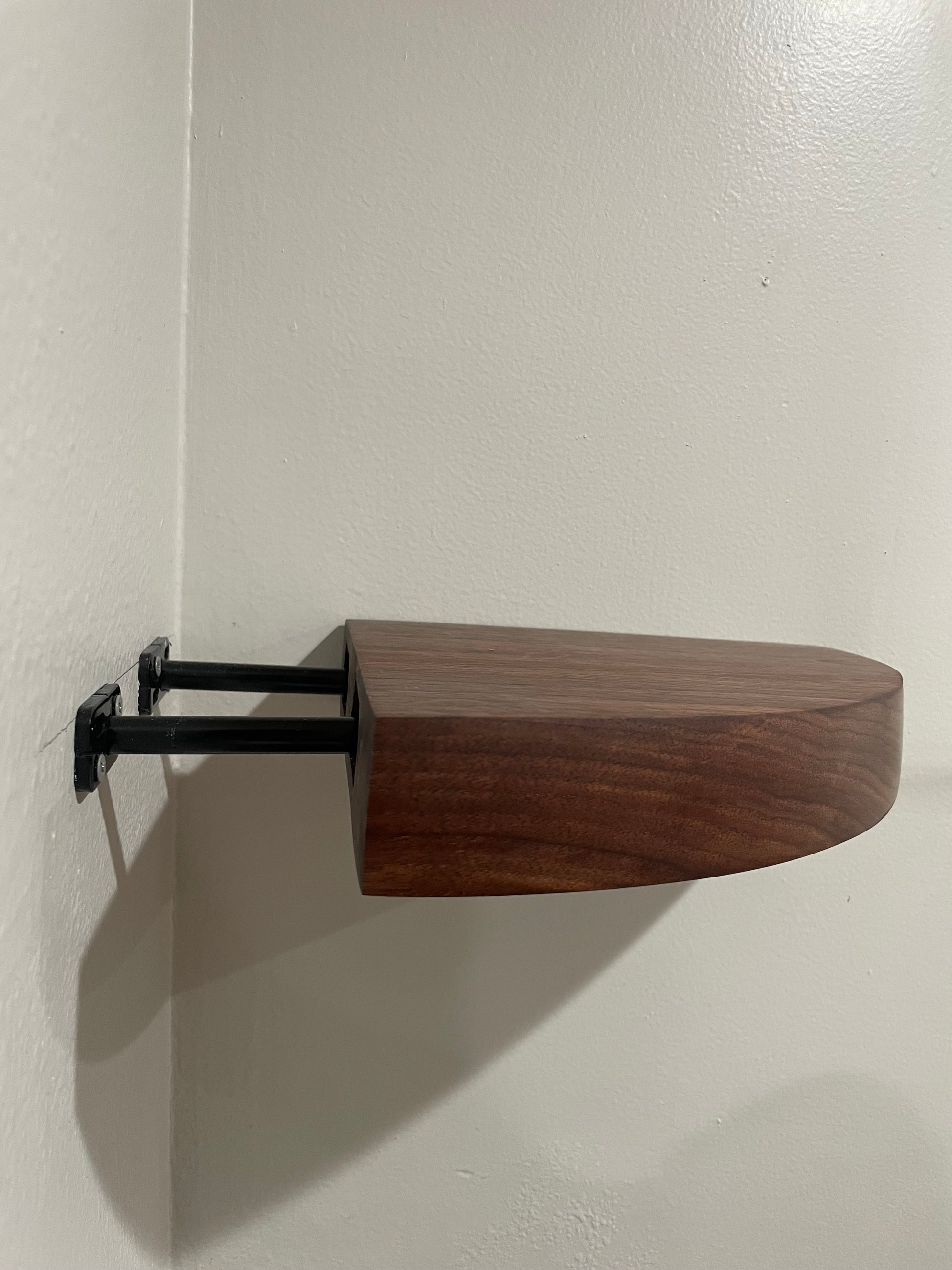 Thick Walnut Floating Corner Shelf
