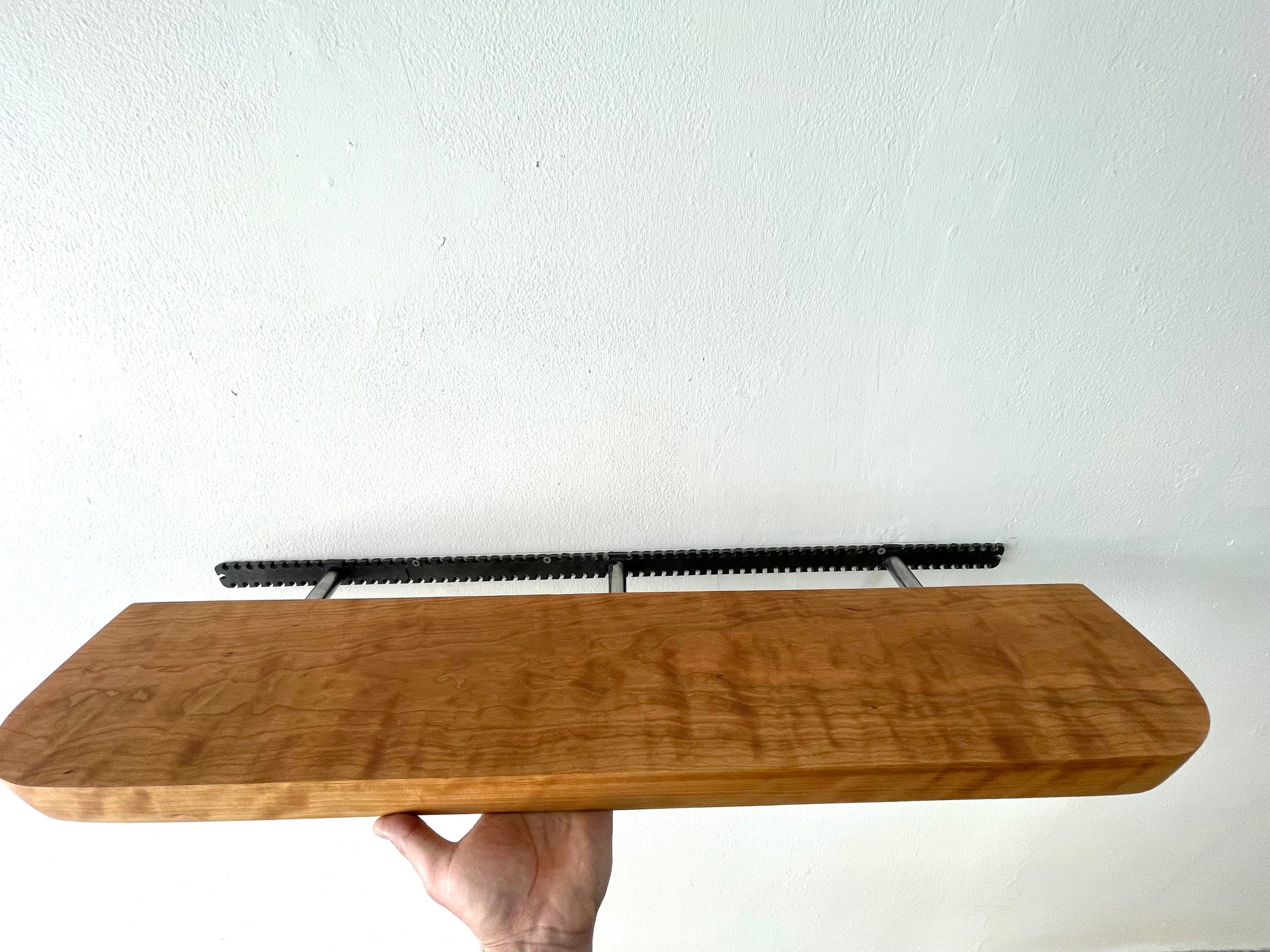 Thick Cherry Floating Shelf with Rounded Corners