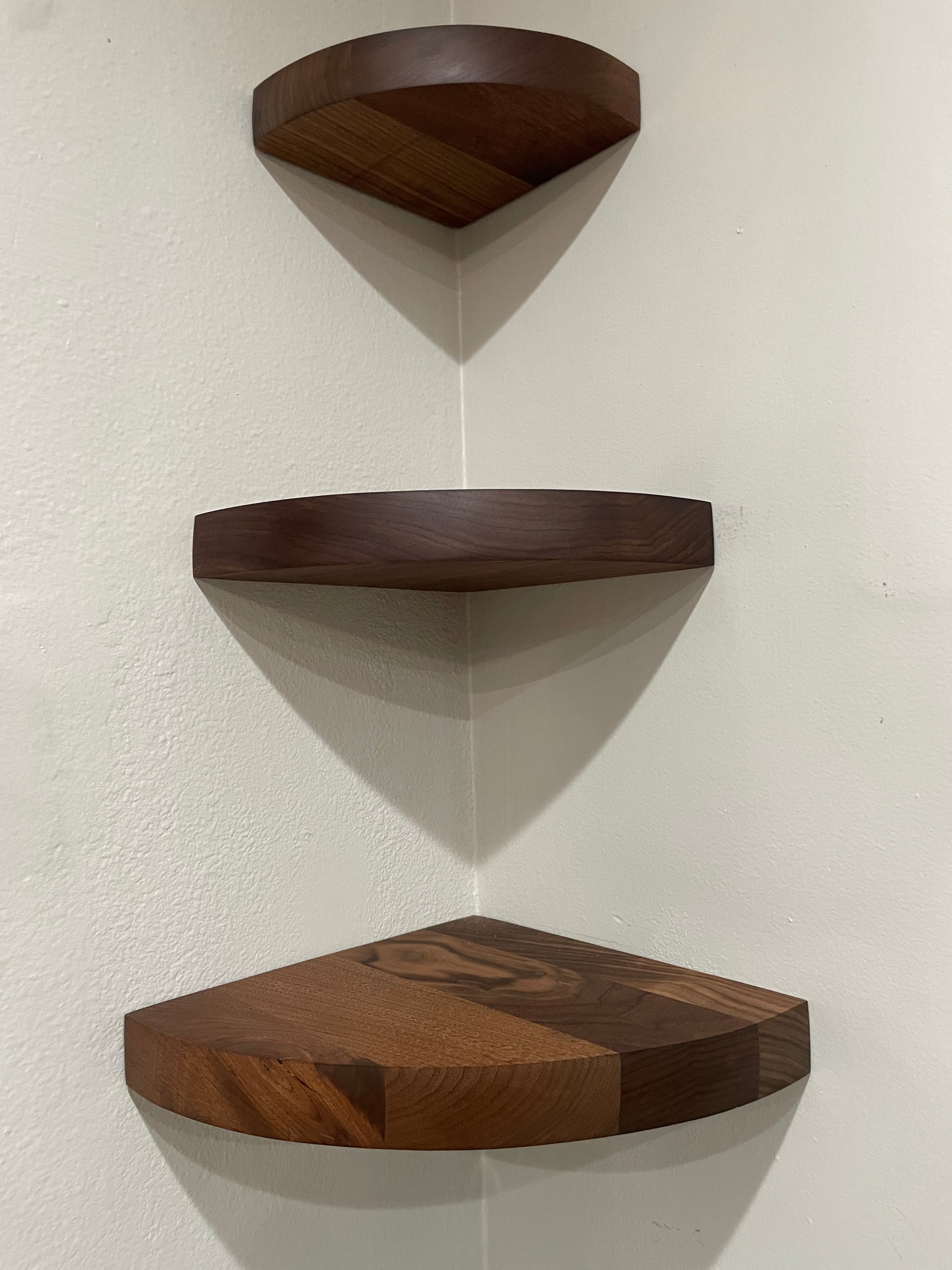 Thick Walnut Floating Corner Shelf