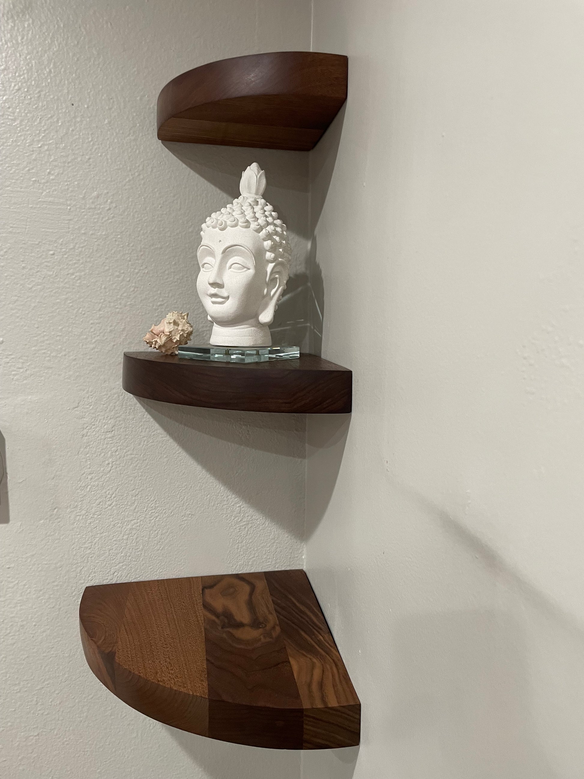 Thick Walnut Floating Corner Shelf