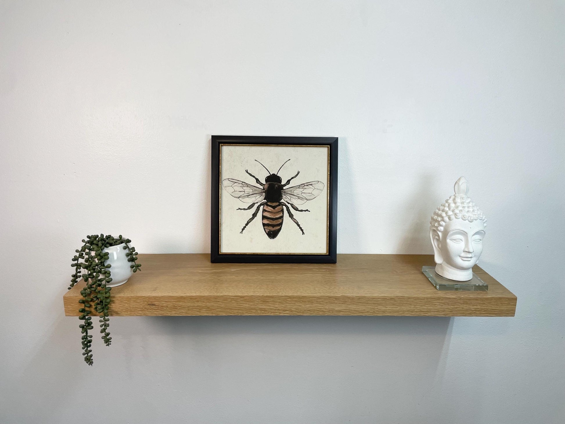 white oak floating shelf