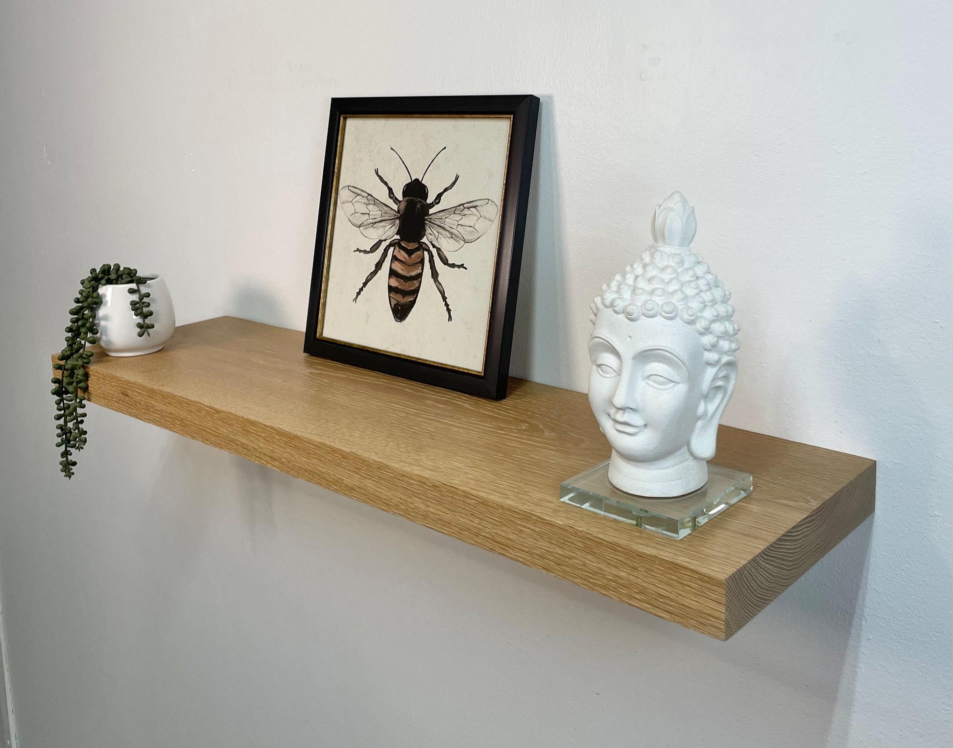 white oak floating shelf