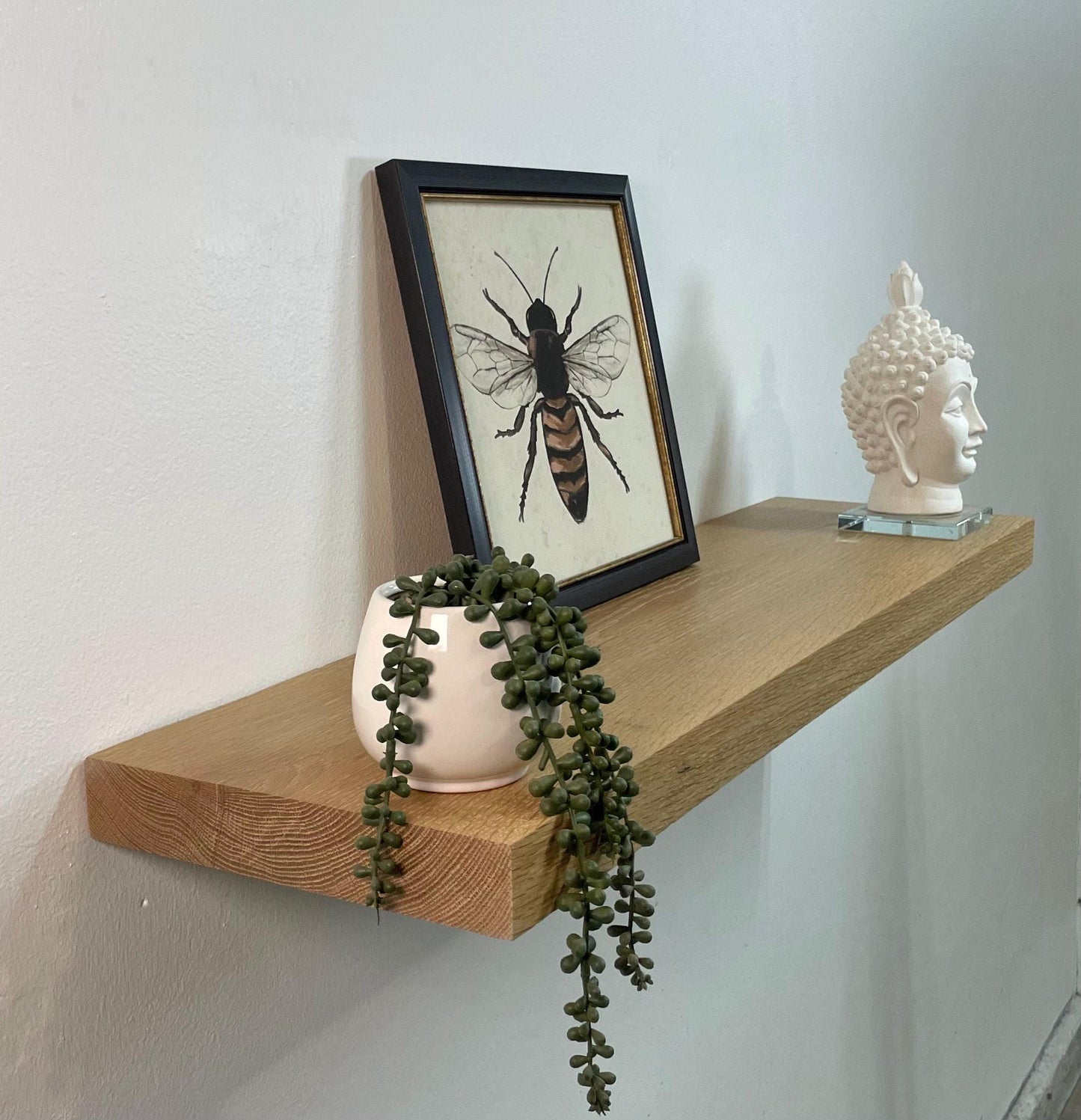 white oak floating shelf