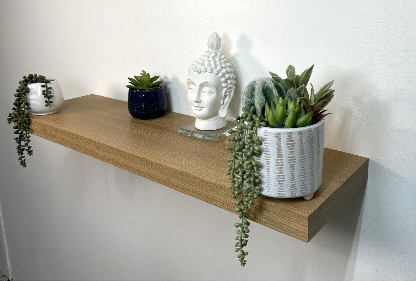 white oak floating shelf