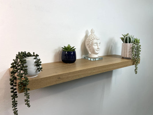 White Oak Floating Shelf: Wooden Book Shelves
