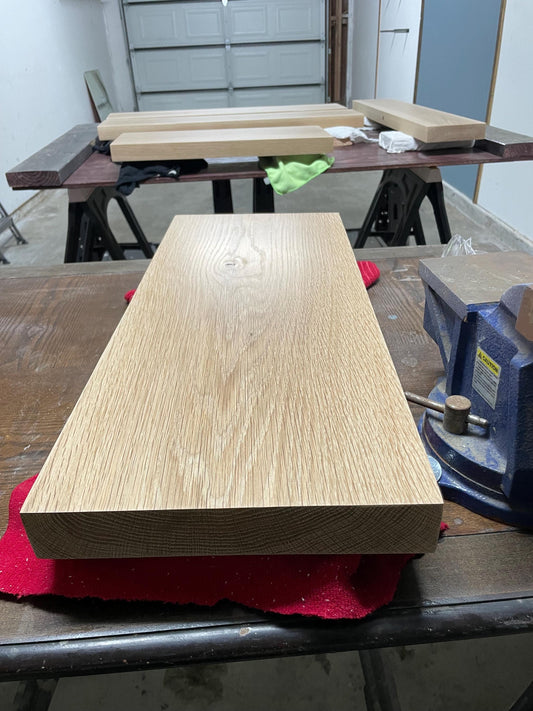 Solid White Oak Floating Shelf, Satin Clear Coat, Wooden Shelves