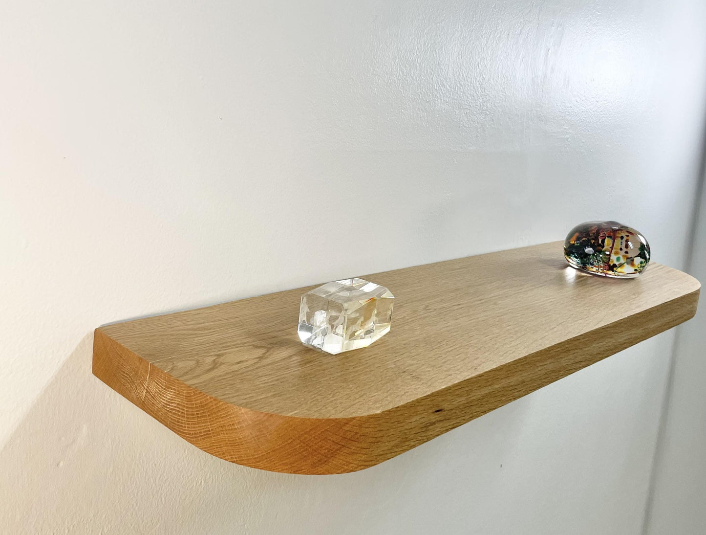 White Oak Floating Shelf with Rounded Corners