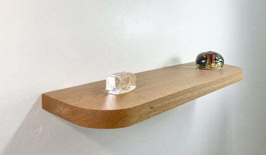 White Oak Floating Shelf with Rounded Corners: Wooden Floating Shelves