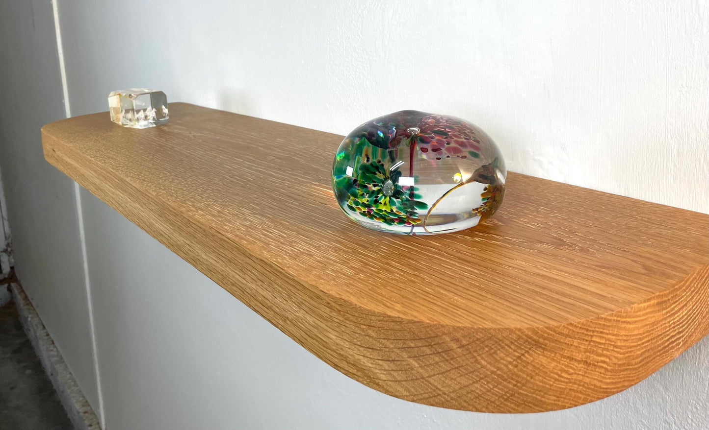 White Oak Floating Shelf with Rounded Corners