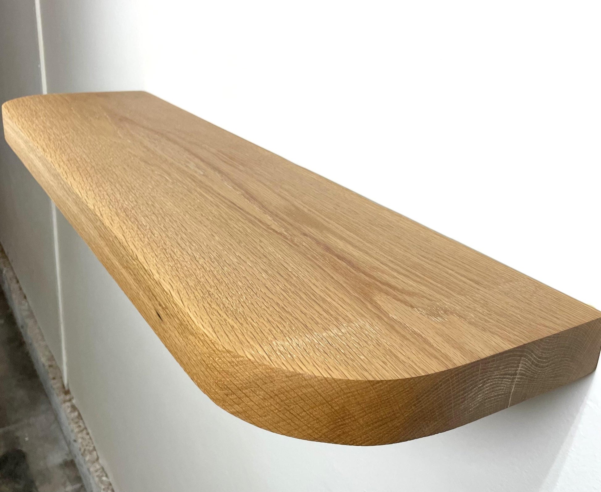 White Oak Floating Shelf with Rounded Corners