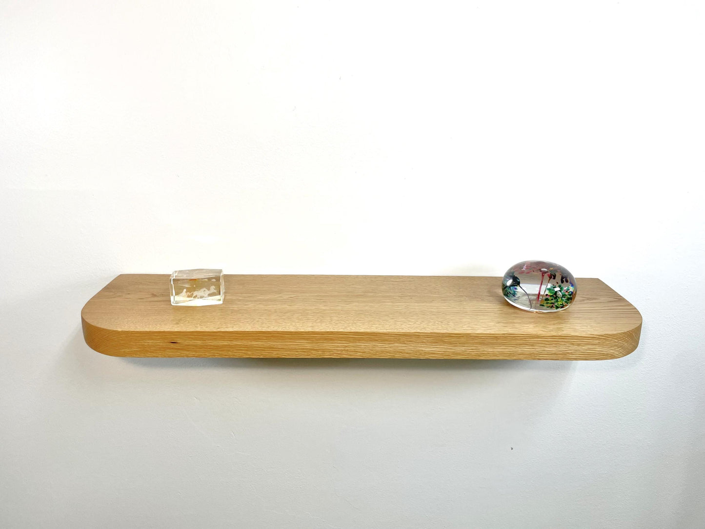 White Oak Floating Shelf with Rounded Corners