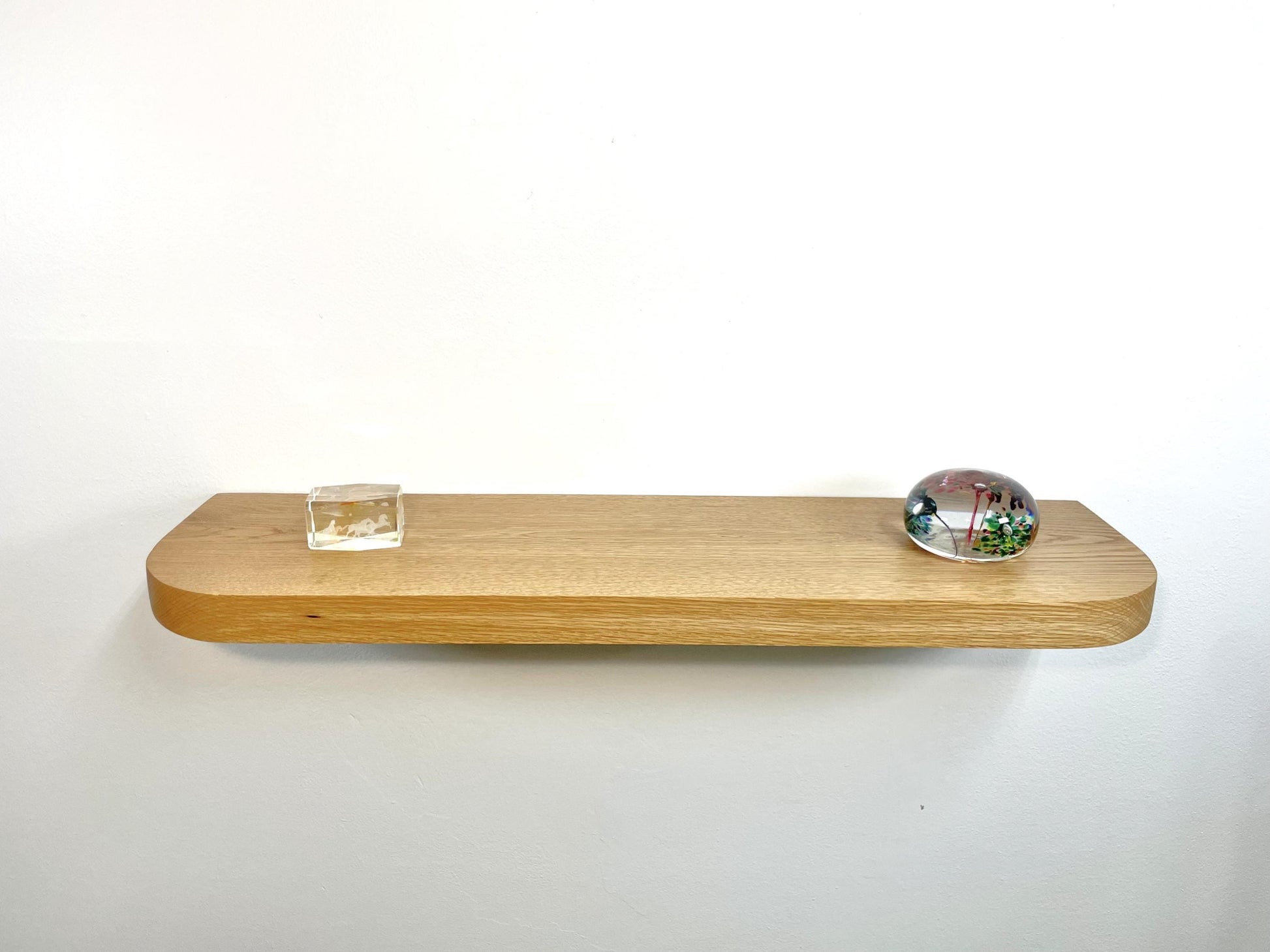 White Oak Floating Shelf with Rounded Corners