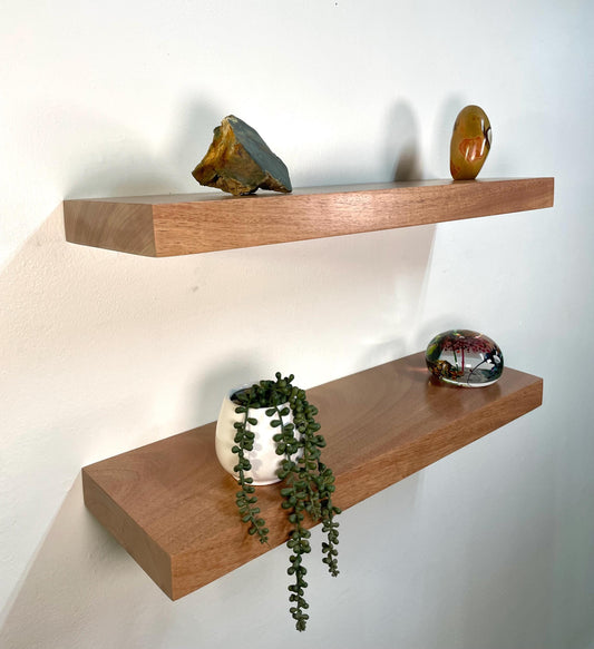 Thick Mahogany Floating Shelf: Heavy Duty Floating Shelves made from African Mahogany
