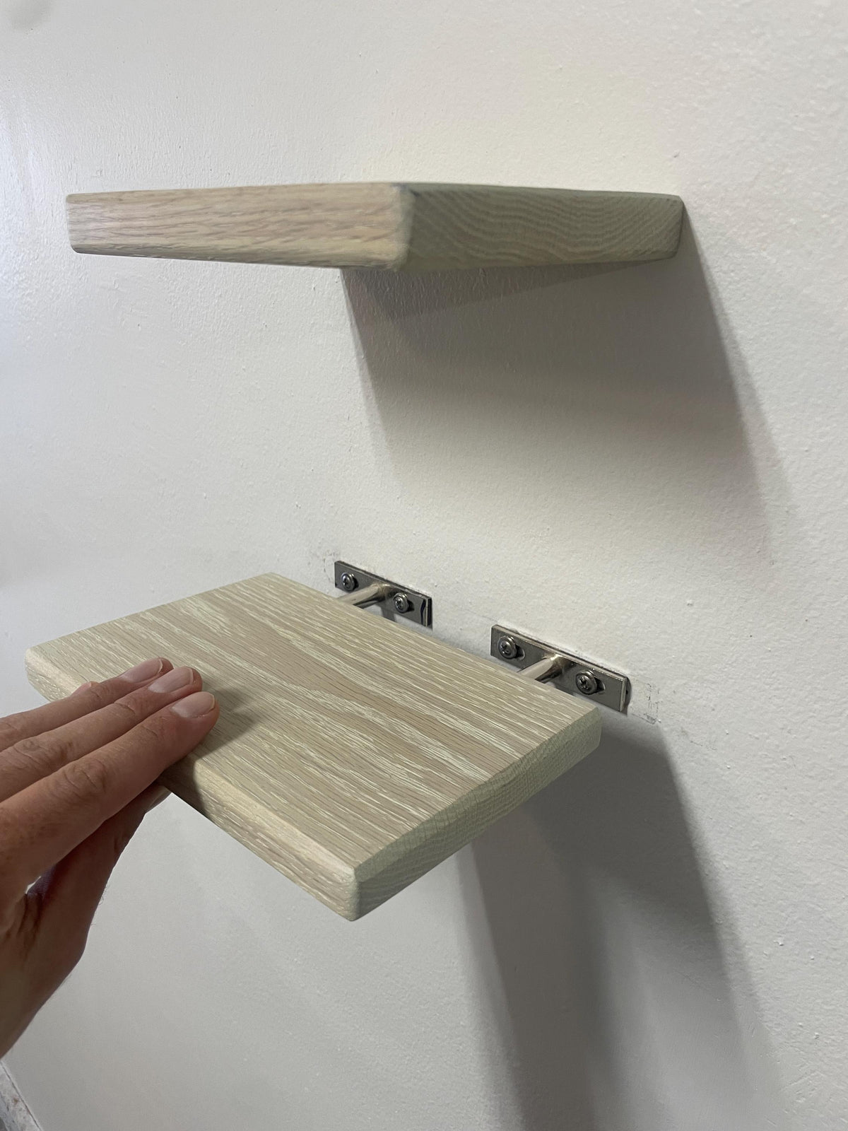 Custom Oak Floating Shelf | Small to Medium | Miniature Shelves | Wood Wall Decor | Cotton White