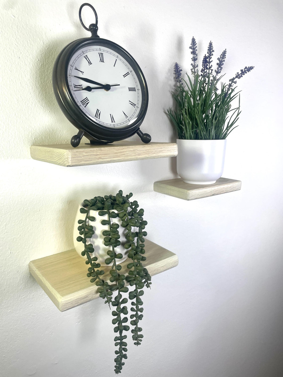 Custom Oak Floating Shelf | Small to Medium | Miniature Shelves | Wood Wall Decor | Cotton White