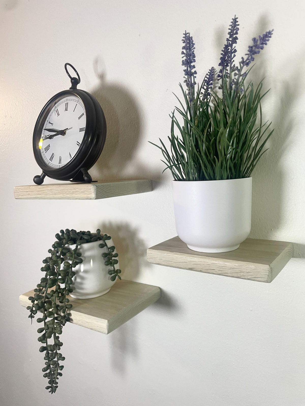 Custom Oak Floating Shelf | Small to Medium | Miniature Shelves | Wood Wall Decor | Cotton White