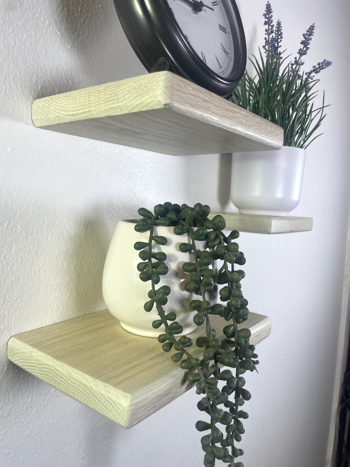 Custom Oak Floating Shelf | Small to Medium | Miniature Shelves | Wood Wall Decor | Cotton White