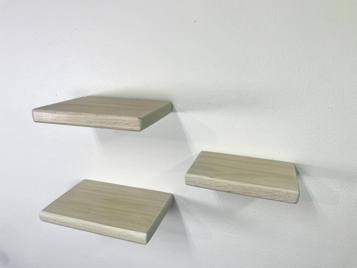 Custom Oak Floating Shelf | Small to Medium | Miniature Shelves | Wood Wall Decor | Cotton White