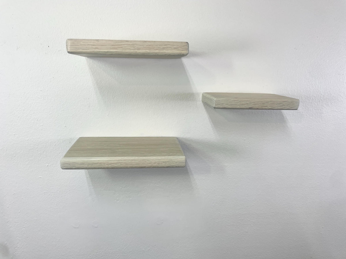 Custom Oak Floating Shelf | Small to Medium | Miniature Shelves | Wood Wall Decor | Cotton White