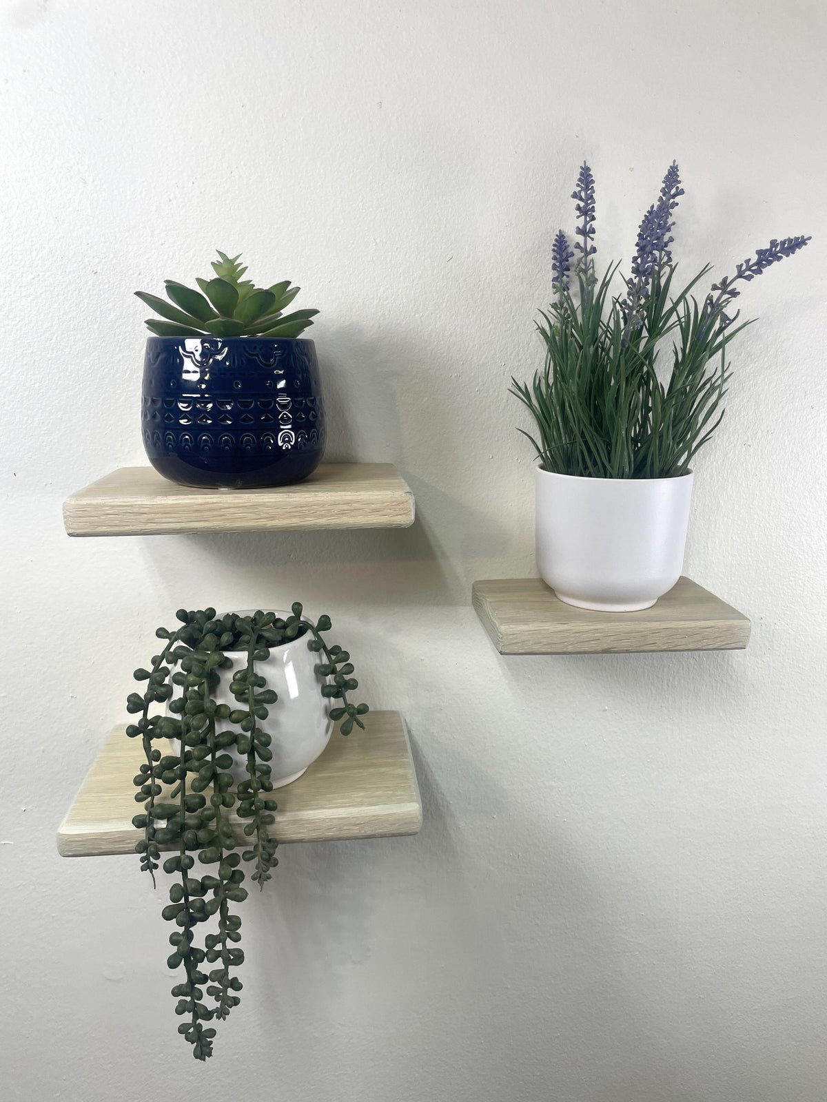 Custom Oak Floating Shelf | Small to Medium | Miniature Shelves | Wood Wall Decor | Cotton White