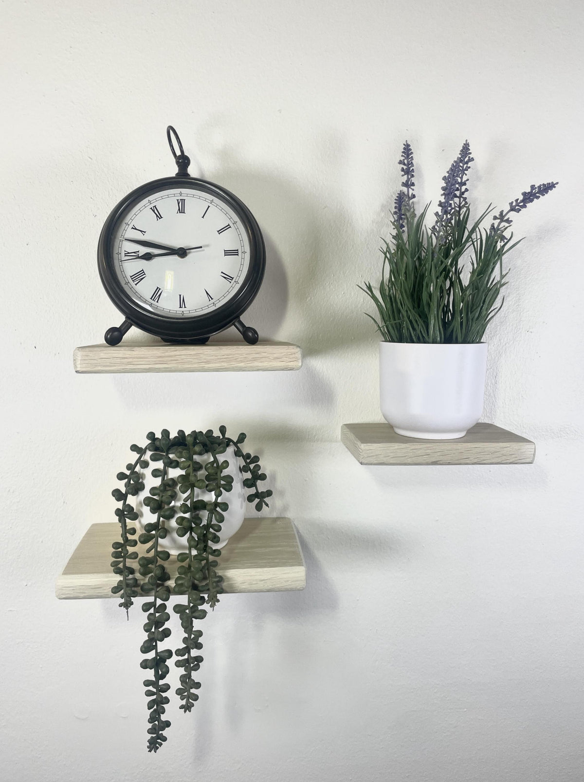 Custom Oak Floating Shelf | Small to Medium | Miniature Shelves | Wood Wall Decor | Cotton White