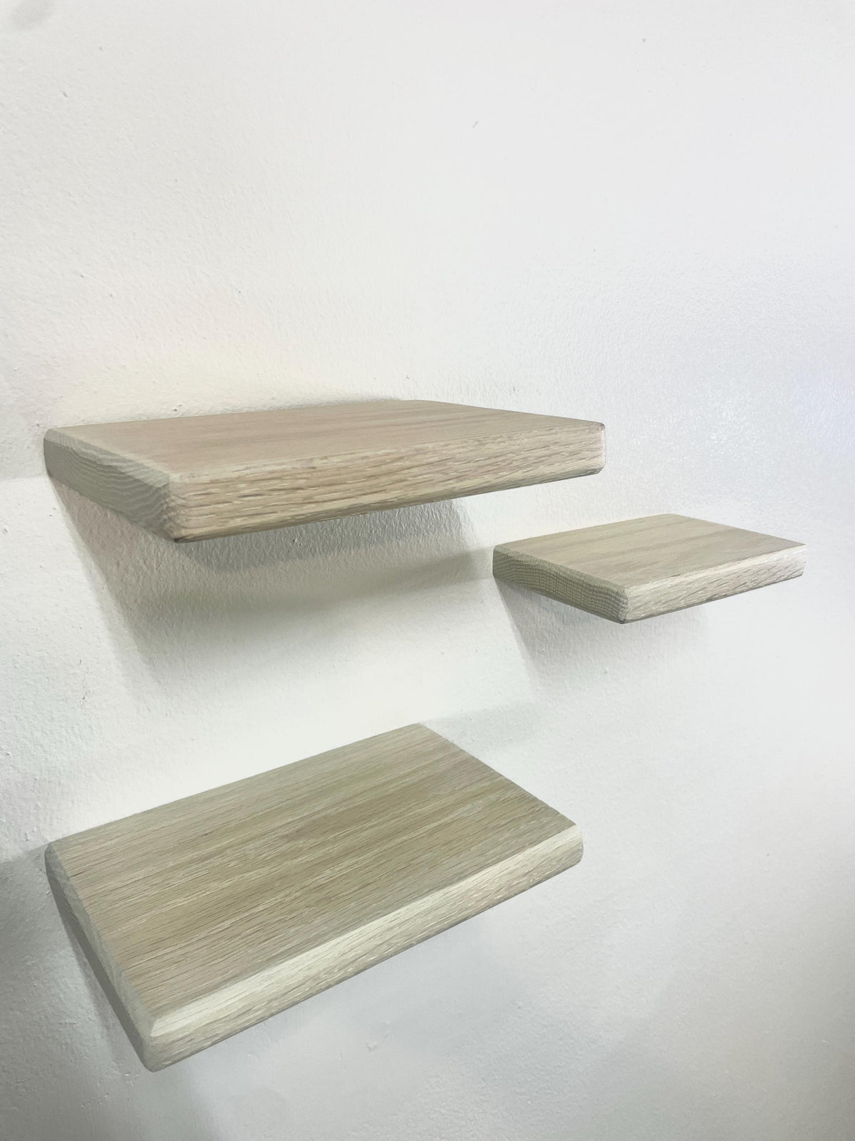 Custom Oak Floating Shelf | Small to Medium | Miniature Shelves | Wood Wall Decor | Cotton White