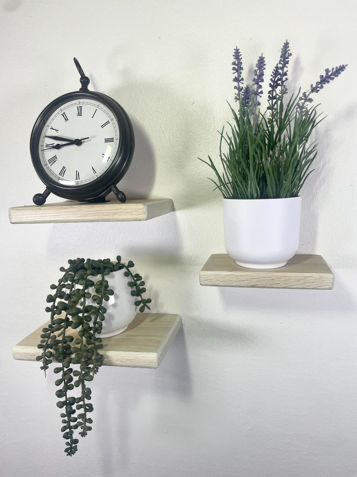 Custom Oak Floating Shelf | Small to Medium | Miniature Shelves | Wood Wall Decor | Cotton White