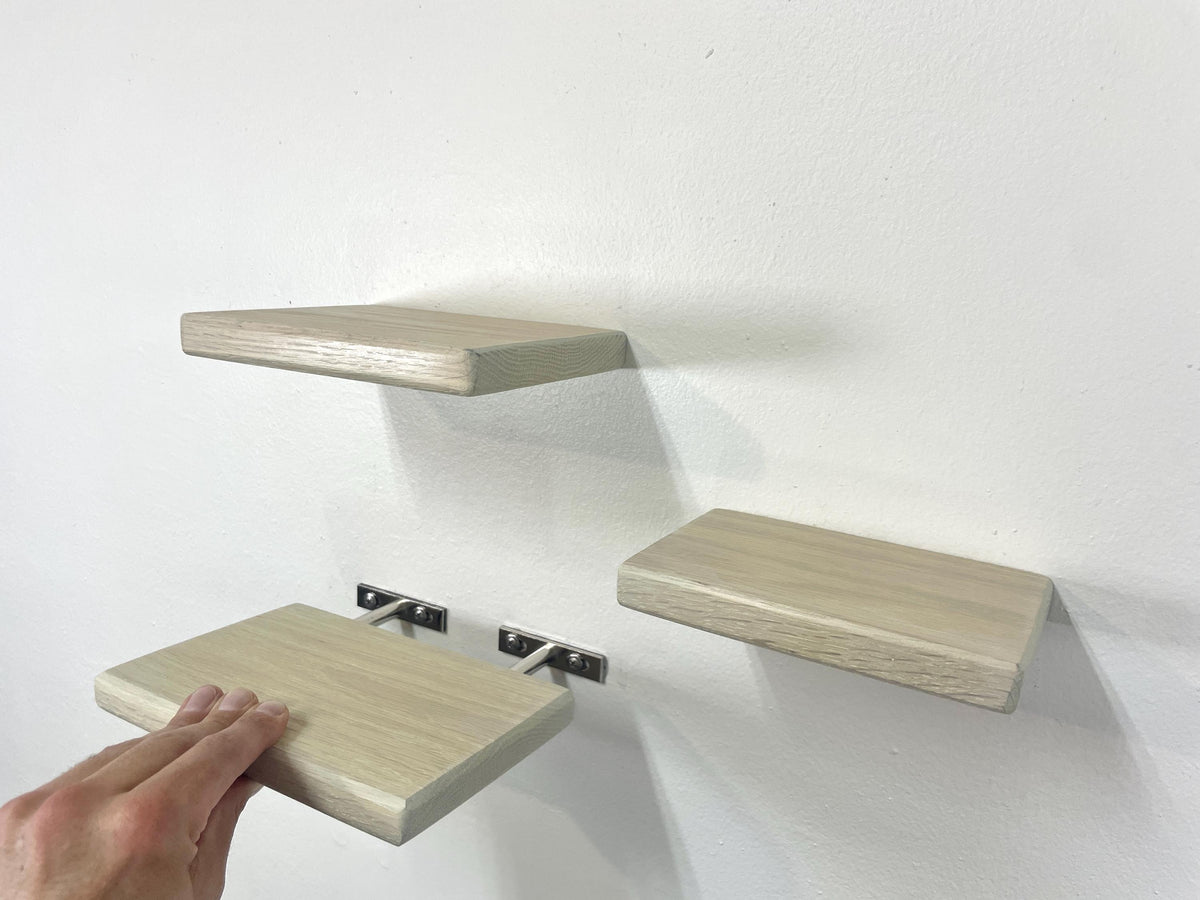 Custom Oak Floating Shelf | Small to Medium | Miniature Shelves | Wood Wall Decor | Cotton White