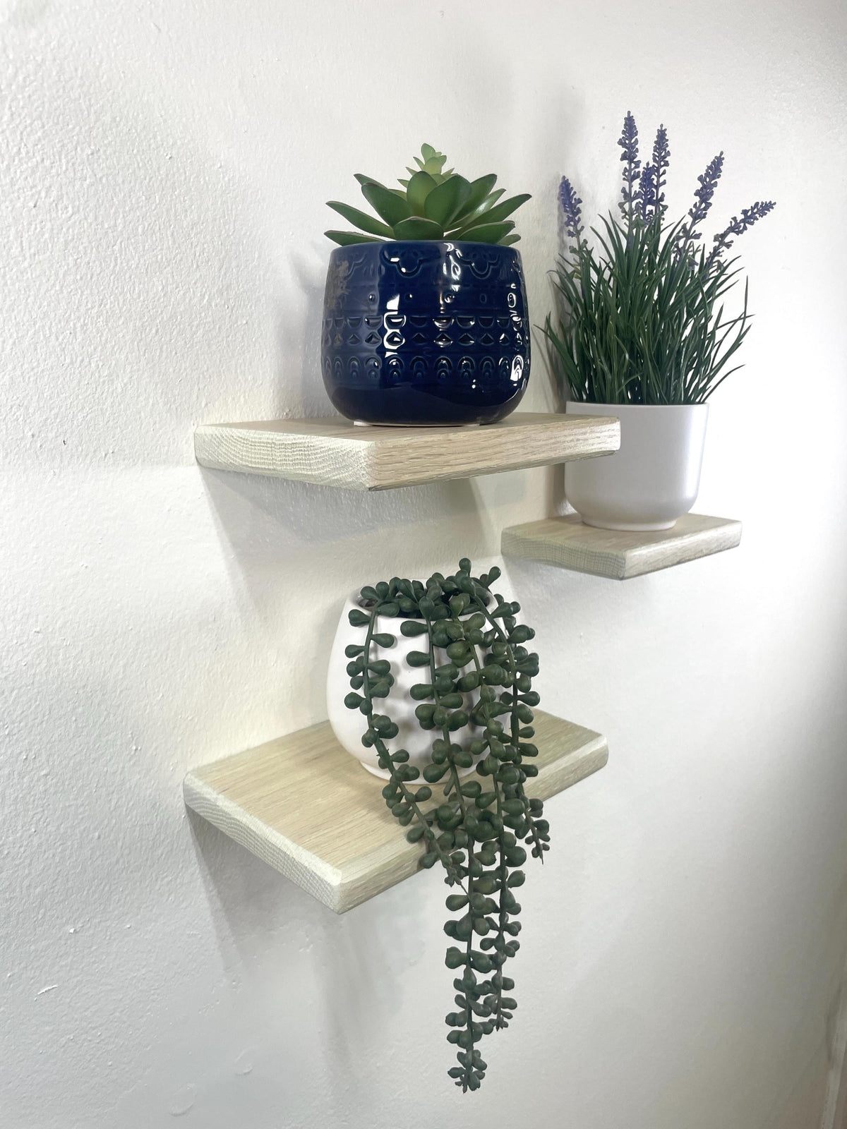 Custom Oak Floating Shelf | Small to Medium | Miniature Shelves | Wood Wall Decor | Cotton White